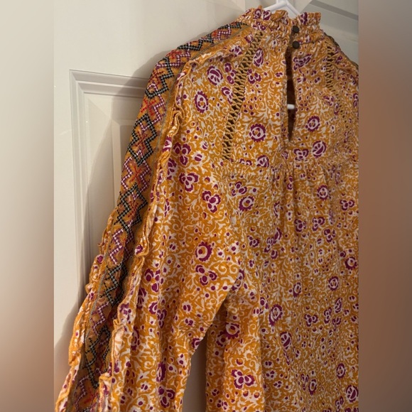 Maeve By Anthropologie Printed & Embroidered Boho 100% Cotton Blouse, Size 2 - Picture 5 of 11